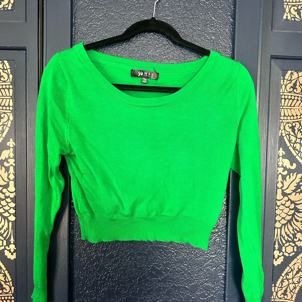Vibrant Green Cropped Sweater